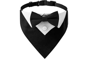 DONGKER Collare Smoking per Cani,Bandana Regolabile con Papillon per Cane di Piccola Media e Grande per Matrimonio Compleanno e San Valentino