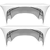 Pack of 2 Washable Stretch Tablecloths Extendable Banquet Wedding Party 72 x 76 x 76 cm - White