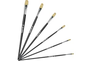 Pennelli per Dipingere Setola di Maiale per Olio e Acrilico Acquerello Professionali, LEA-SHALL 6 Pezzi Set Pennello da Pittura Punta di Filbert Arte ad Artisti con Manico Legno Lungo