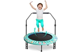 ARKYOMI Trampolín infantil para interior y exterior, diámetro de 91 cm, pequeño, plegable, sin red, para uso en casa, rectangular, para interiores a partir de 2, 3, 4 años, color verde