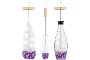 AWDIUM Set di 2 spazzole per bottiglie, 35 cm, compatibile con bottiglie di vetro Sodastream, spazzola per bottiglie di vetro, per caraffa di bicchiere/biberon, colore bianco