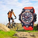Altsommer Freizeit Uhr, Herren Analog Digital LED Uhr,Wasserdichte Sportuhren mit Acrylarmband, Leuchtende Anzeige Uhr mit Leuchtanzeige,Alarmfunktion,LCD Digital Stoppuhr Datum (Rot)