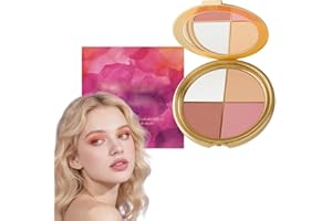 WENCHRISDT Glow Gallery Highlighting Eye & Cheek Palette, Eyeshadow And Highlighter Makeup, 4-In-1 Highlight Shades Makeup for Blush（1pc）