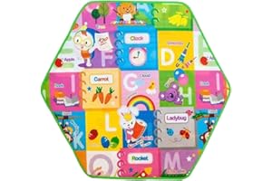 GUOCU Spielplatzzaun für Kinder mit Laufgitter,Zaun,Spielcenter tragbar und atmungsaktivem Mesh für Neugeborene Indoor und Outdoor Sechseck Teppich Eine Größe