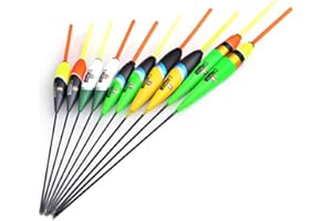 VGEBY Flotteur de pêche, 10 pièces, design sapin Barguzinsky, Bobbers flottant, 4 restes de flotteur, pour carpe et pêche en eau douce, pour pêcheurs professionnels et amateurs
