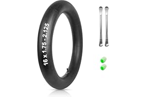 YEHOLDING 16x1.75-2.125 Schlauch Kinderfahrrad, 16 Zoll fahrradreifen mit Gerades Ventil, Schlauch Kinderwagen/Fahrradanhänger,16x1.75 fahrradschlauch + 2 Montierhebel + 2 beleuchtete Ventildeckel