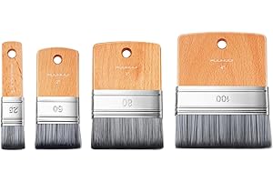 Fuumuui Flat Paddle Paint Brush Set 4pcs, Scale Brushes, Large Paint Brush, Wide Flat Paint Brushes with Short Handle for Oil and Acrylic Paints (1'', 2'', 3'', 4'')