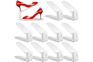 LPAOIS Regał na buty, regulowany organizer na buty, oszczędność miejsca, 10 sztuk, biały, polipropylen (PP)