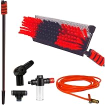 Brosse Nettoyage Gouttières Longue Portée 4,2-4,8 M – Tête Flexible + 6 Rallonges Inox, Idéale Sans Échelle