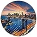Produktbild WPLON Round Rug Mat Carpet,Landscape,American City Sunset Over Manhattan and Brooklyn Bridge Cityscape Picture Print,Gold Navy,Flannel Microfiber Non-Slip Soft Absorbent,for Kitchen Floor Bathroom