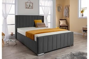 SLEEP FACTORY LTD Wing Panel Ottoman Storage Bed (Gas Lift), Sleep Factorys Madison Steel Plush Velvet Upholstered Bed Frame - 5ft King size (150 x 200 cm)