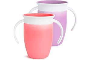 Munchkin Miracle 360 Sippy Cup, 6+ Months - 7oz/207ml, 2 Pack,Pink/Purple