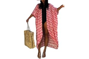 Bsubseach Stylish Tie Dye Open Front Long Kimono Swimsuit Cover up for Women