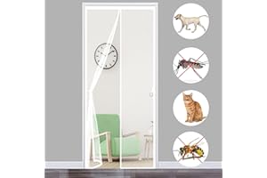 Aibingbao Moustiquaire Porte Fenetre Magnetique 80x210cm(31x83inch) Rideau sur Mesure de Porte Anti Mouche pour Couloirs, Portes, Blanc