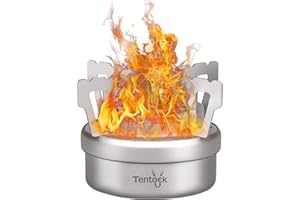 Tentock Estufa Ultraligera de Alcohol de Titanio con Soporte Cruzado Mini Estufa de Espíritu Portátil Quemador de Camping para Senderismo Picnic Barbacoa (estufa de alcohol con soporte cruzado)