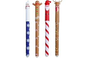 Ourdort 4PCS Weihnachtsstifte, Radierbare Stifte Weihnachten, mit wärmeempfindlicher Tinte, Blaue Radierbarer Kugelschreiber, Weihnachtsfeier Geschenk, für Studenten, Kinder, Schule Büro