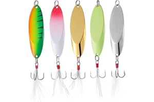 TUXIBIN Set di 5 Esche da Pesca, Artificiali da Pesca,Esche Spinning,Metallo Cucchiai da Pesca,Cucchiaini Pesca, Esche Artificiali Spinning Trota Spoon Trout Esche da Pesca per Pesce Persico