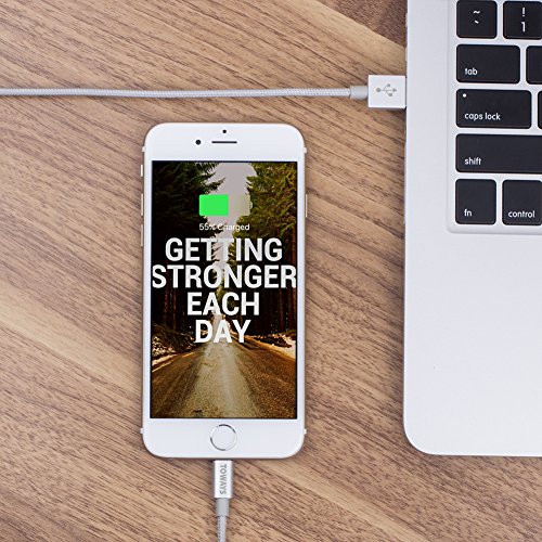 Lightning Kabel [Apple MFi zertifiziert] Toways iPhone Nylon USB Ladekabel Datenkabel für iPhone 7 / 7 Plus / 5 / iPhone 6 / iPhone SE / 6 / 6 Plus / 6s / 6s Plus / 5 / 5c / 5s, iPad Pro Air Air 2 mini2 mini3 4th Gen, iPod Nano 7th Gen, DJI Mavic Pro Drone – 1m Silber - 6
