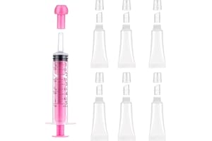AHQiZFX 6er-Pack Leere Lipgloss Tuben, Nachfüllbare Kosmetikflaschen, Transparente Lippenbalsam-Röhrchen mit 5ml Spritzen, für Shampoo, Lipgloss, Lippenbalsam, Lotion