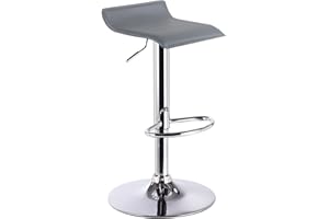 WOLTU Bar Stool Faux Leather Kitchen Stool Barstool Grey Seat Adjust 62-84cm