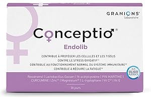 GRANIONS Conceptio Endolib - 90 Gélules = 30 J -Pin Maritime, Ferments Lactiques Lactobacillus Gasseri, N-Acétylcystéine, Resvératrol, Vit A, Vit C, Vit E, Oligoéléments Laboratoire des Granions