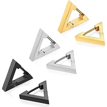 Triangolare Acciaio Inox Orecchini a Cerchio Nero Argento Oro Unisex