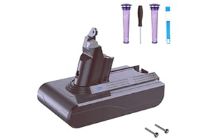 V6 Akku, FLYLINKTECH 6.0Ah V6 Ersatzakku für Dyson V6 Serie DC62 DC59 V6 DC58 DC61 DC72 DC74 Animal SV03 SV04 SV05 SV06 SV07 SV09 Staubsauger Mit 2 Filtern