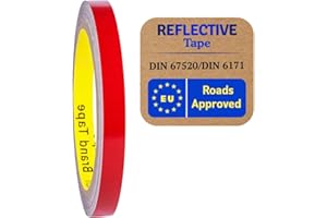 SOLNIT Reflektorband Reflektorfolie reflektierendes Klebeband Sicherheitswarnband Wasserdicht Reflexfolie hergestellt mit 3 M 610C (Red, 15 mm x 10 meter)