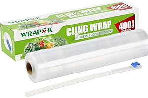 WRAPOK Catering Cling Film Dispenser and Cutter Kitchen Plastic Food for Kitchen, 350mm x 400m