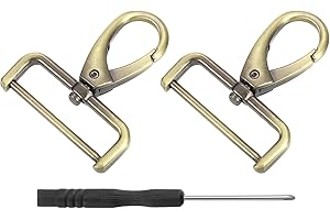 sourcing map 2Pcs Swivel Clasps Hook, 38mm(1-1/2 Inch) D Ring Detachable Snap Hook Metal Lobster Claw Clasp Hook with Screwdriver for Purse Keychain DIY Craft, Bronze