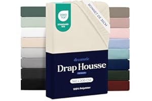 Dreamzie - Drap Housse 160x200 Bonnet 35 cm | Microfibre Ultra Douce - Matelas Épais - Oeko-Tex | Confort, Respirabilité, Entretien Facile - Beige