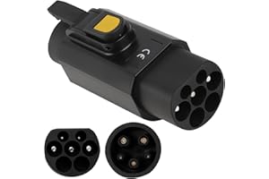 Jiacheng Type 2 to Type 1 EV Charger Adapter, 32A Charging Converter Cable Adapter for Type 1 Electric Vehicles Cars Connector, IEC 62196 to SAE J1772 (Male to Female)