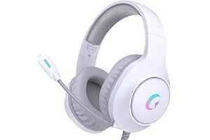 KAPEYDESI Gaming Headset für PS5/4, Headset mit Mikrofon 7.1 Surround Sound, RGB Lichter Gaming Kopfhörer für PC Mac Switch Xbox Serie, Weiß