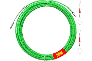 Kabeldragningshjälp, 30 m polyester indragningstråd, 4 mm indragningsspiral dragtrådsdiameter, kabelindragning indragningshjälp, indragningsband med 2 styrfjädrar, dragtråd indragningsspiral, för