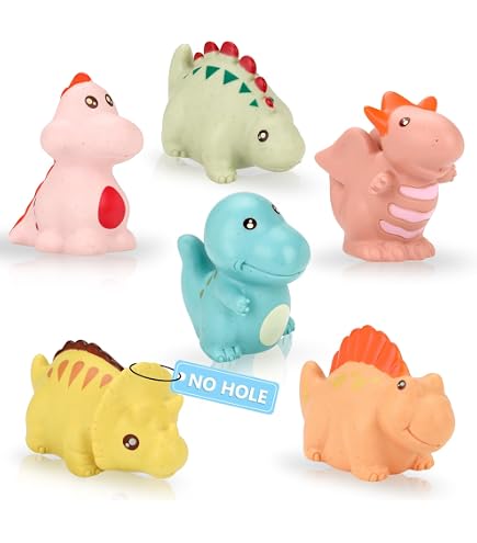 Set 9 Giocattoli Da Bagno In Silicone Eco-friendly - Animali Galleggianti E Dinosauri Spruzzatori Con Rete, Per Bambini 6 Mesi - 3 Anni