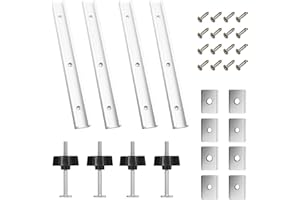 SQLJYU 4 Stück T Nut Schiene M8 M6, 400 mm Führungsschiene, Montageschiene, Gleitschiene, Aluschiene, Gleitschienen, T Schiene, Gehrungsschiene, Ausgestattet mit 4 M8-Griff, 4 M6 Gleitblock, 4 M8 Gleitblock