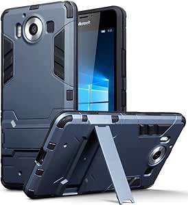 TERRAPIN, Compatible with Microsoft Lumia 950 Case, Full Body Shock Resistant Armour Cover with Kickstand - Dark Blue