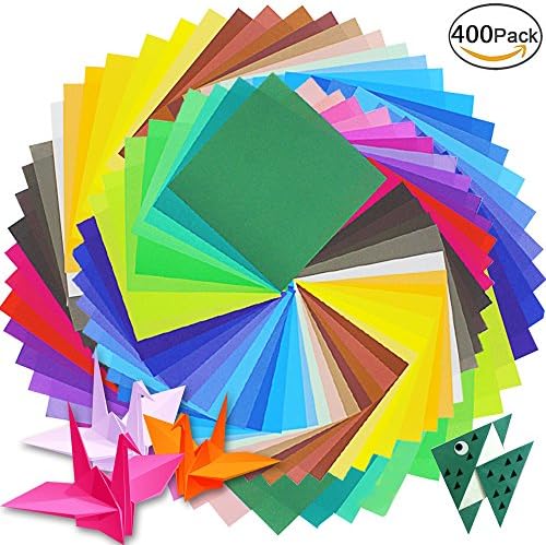 JUSLIN 400 Sheets 50-color Single-sided Origami Paper, 6" Square Origami Paper, for DIY Handicrafts