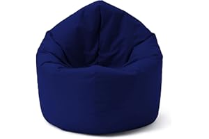 Lumaland Poltrona a sacco | Pouf rotondo 120 x 80 x 75 cm | 2 in 1 per ambienti interni ed esterni | Con imbottitura da 300 l | Impermeabile e robusta [Blu Scuro]