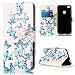 Produktbild Lonchee Schutzhülle / Cover / Handyhülle / Ledertasche / Brieftasche Etui für Huawei P8 Lite 2017 Marmormuster Gemalte Muster Design Folio PU Leder Tasche Case Hülle im BookStyle mit PU Leder Hülle Wallet Case – Kleiner blauer Schmetterling
