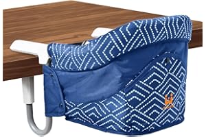 MTWML Portable High Chair for Table,Hook On High Chair That Attaches to Table,Space Saver Clip On Counter Seat for Baby,Easy Clean Baby Feeding Clamp Seat with Carry Bag for Travel(Stripe-Blue)