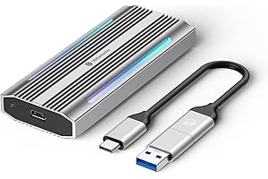 Yottamaster Boîtier M.2 NVMe avec RVB, USB 3.2 Gen 2 10Gbps Adaptateur Boîtier SSD NVMe PCIe avec câble 2 en 1 USB-C vers USB-A/C pour SSD Taille 2230/2242/2260/2280 (TR7-C3-GY)