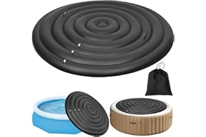 KEAGAN 4-6 Ft Inflatable Hot Tub Cover Round With Handle 48-72 IN Energy Saving Spa Lid Enclosure with Quick and Easy Inflation and Deflation Valve Windproof Rain Insulated Lid Retain Heat
