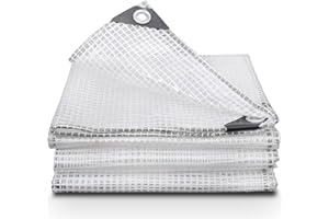 TRADEEN Clear Tarpaulin Waterproof Heavy Duty Cut-Size 4m x 5m Plastic Tarp 175GSM Mediumweight Multipurpose Tarpaulin Sheet used to cover Garden Furniture Shed and as Ground Sheets for Camping (13ft x 16ft)