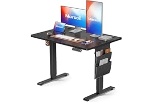 Marsail Standing Desk Adjustable Height, Electric Standing Desk with Starage Bag, Stand up Desk for Home Office Computer Desk Memory Preset with Headphone Hook, 100 x 60cm