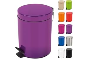 Spirella Sydney 5L Pattumiera Rotonda a Pedale con Secchiello Estraibile, Cestino della Spazzatura con Bidoncino per i Rifiuti di Bagno, Cucina e Ufficio - Viola
