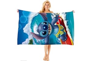 Bonamana Stitch Serviette de Bain Towel Beach Stitch Serviette de Bain Serviette de Sauna Spa Sport Yoga Voyage Microfibre Towels Durable et Douce pour Les Enfants, Les Adolescents, Les Adultes