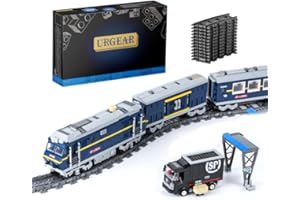 URGEAR City Passenger Freight Train Set - Kit de construction de trains modèles, cadeau de train à vapeur électrique et motorisé pour garçons, hommes, adultes et enfants de 12 + (1192 Pcs)