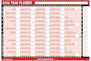FIRST CHOICE KAYA 2026 Wall planner A1 - Large 85x58 cm Laminated Year Calendar with Dry Wipe Pen & 200+ Stickers - Reusable Year-at-a-Glance Planner for Home, Office, School & Business Organisation