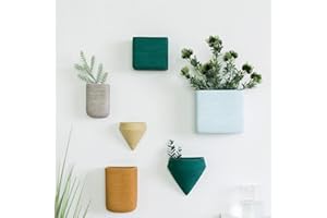 Ecosides 6 X Geométricas Macetas Pared Resina Cestas Colgantes, Suculento Cactus Maceteros Pequeños para Hierbas Flores Plantas Casa y Jardín Porche Boda Pared Decor Uso en Interior Exterior,Vistoso